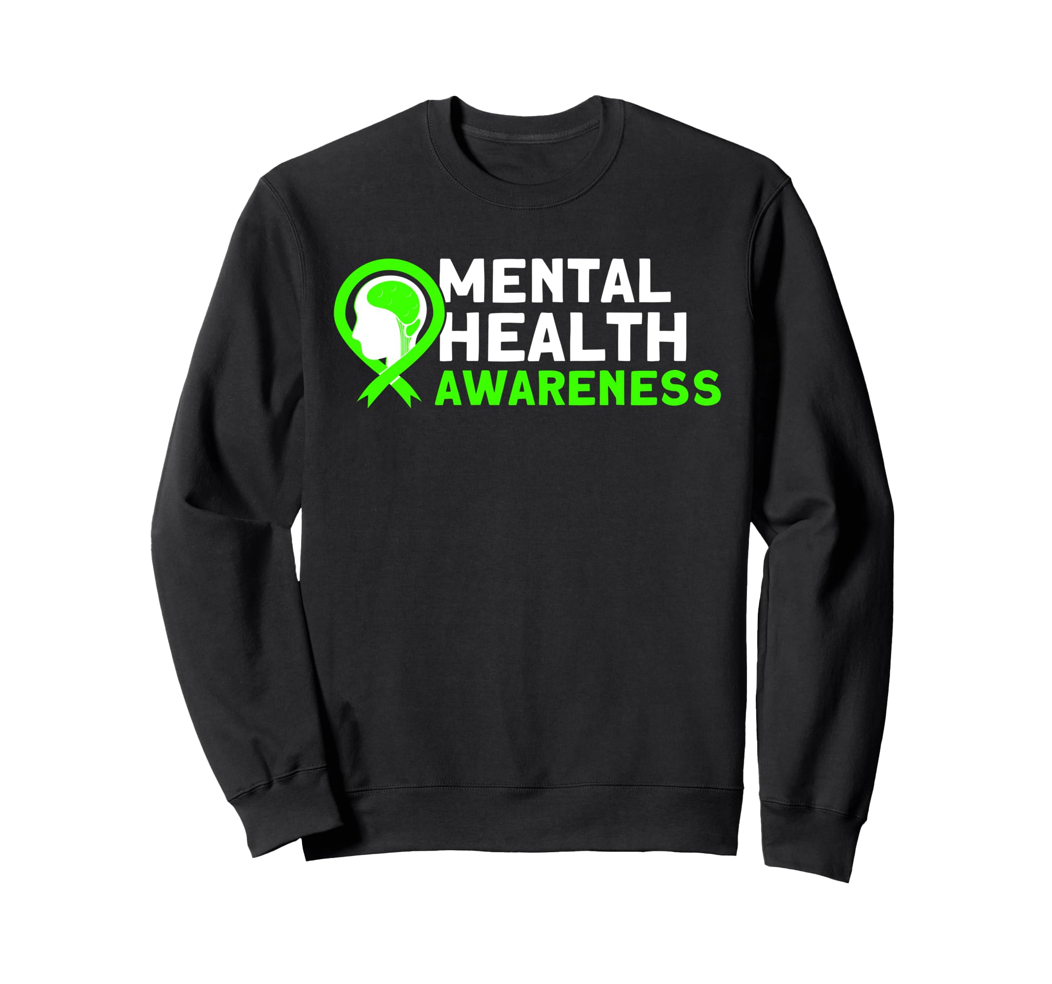 Mental Health Green Ribbon Mental Sweatshirt - Minimalist Print for Adults - T-Shirt, Sweatshirt, Hoodie