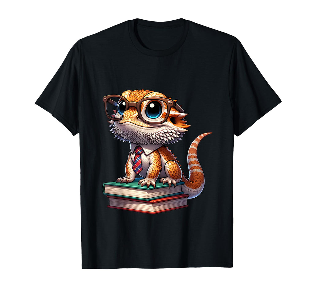 Studious Bearded Dragon Nerdy Reptile T-Shirt - Graphic Print for Adults - T-Shirt, Sweatshirt, Hoodie