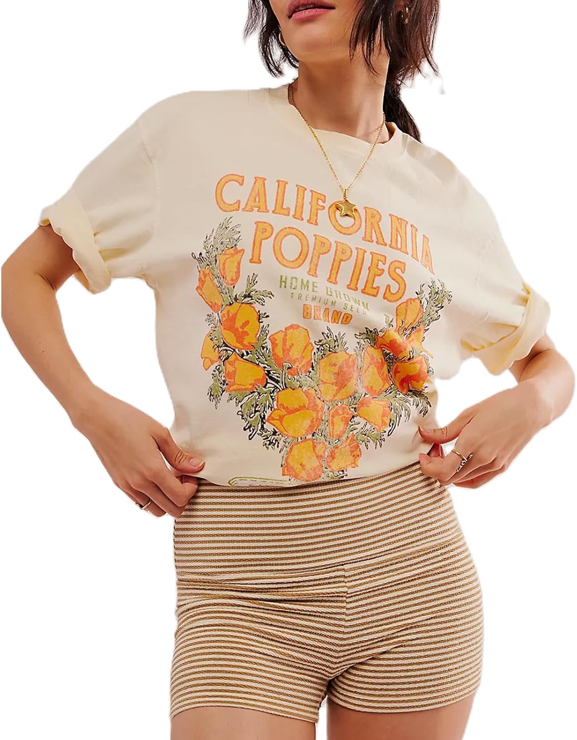 Y2k Womens Oversized Fruit Graphic Print Tees Shirts Vintage Flower Baggy Tshirt Tops Coastal Clothes Aesthetic - T-Shirt, Sweatshirt, Hoodie