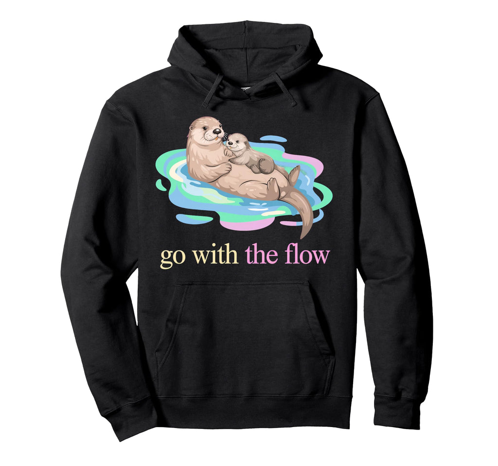 Flow Otter Parent Child Relax Hoodie - Aesthetic Graphic Unisex - T-Shirt, Sweatshirt, Hoodie