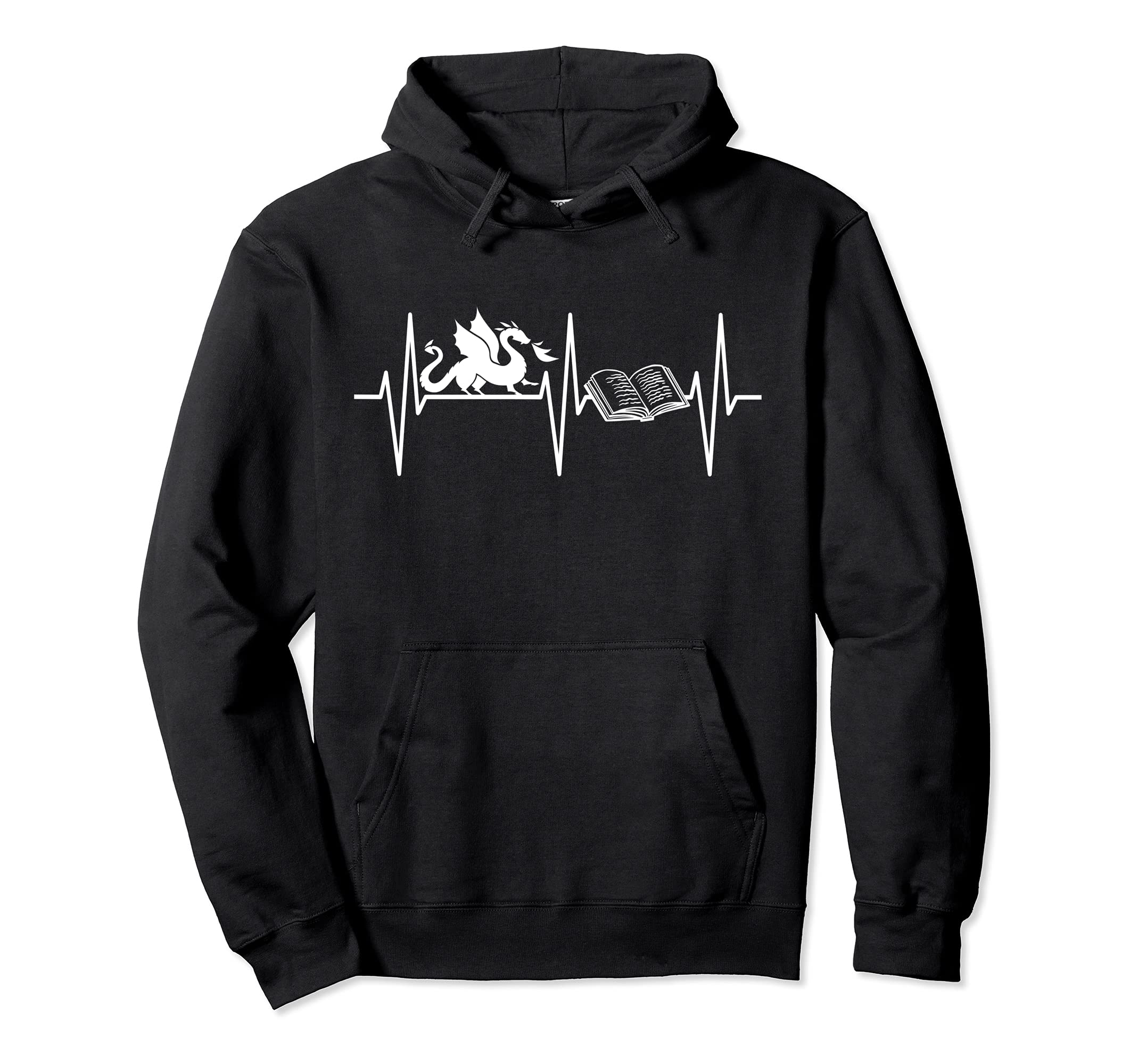 Book Dragon Funny Book Lover Fantasy Hoodie - Minimalist Print Men Women - T-Shirt, Sweatshirt, Hoodie