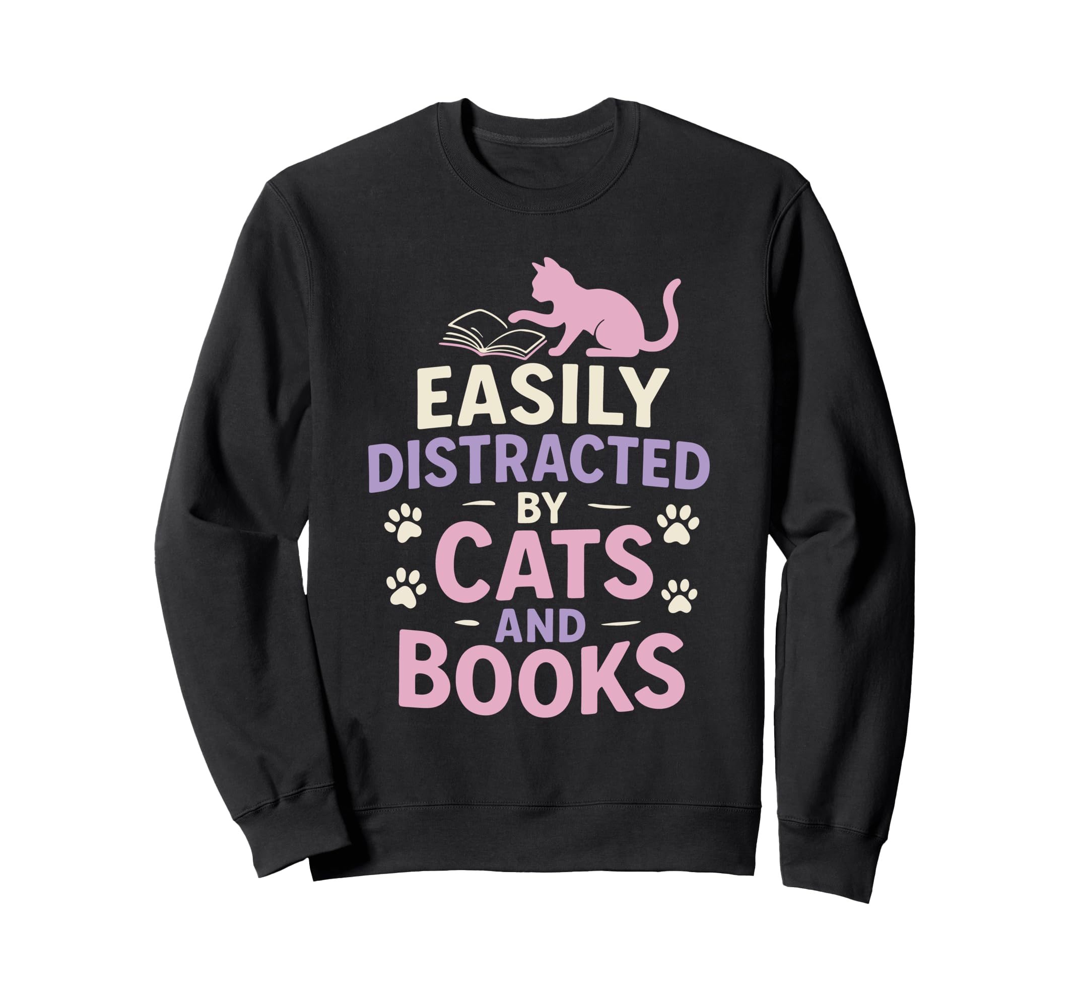 Easily Distracted Cats And Books Sweatshirt - Streetwear Style Men Women - T-Shirt, Sweatshirt, Hoodie