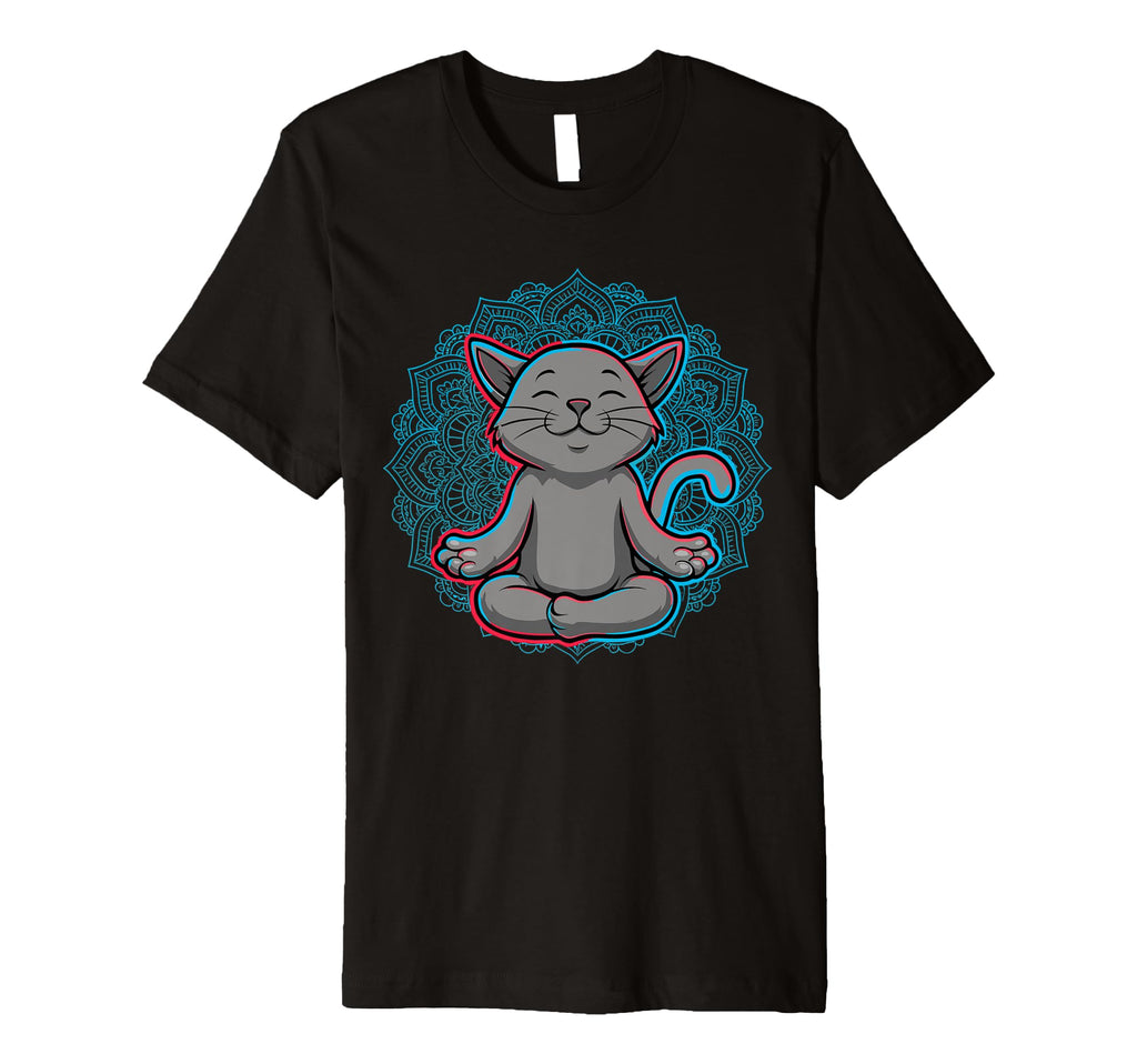 Zen Cat Meditation Mandala Art T-Shirt - Minimalist Print for Adults - T-Shirt, Sweatshirt, Hoodie