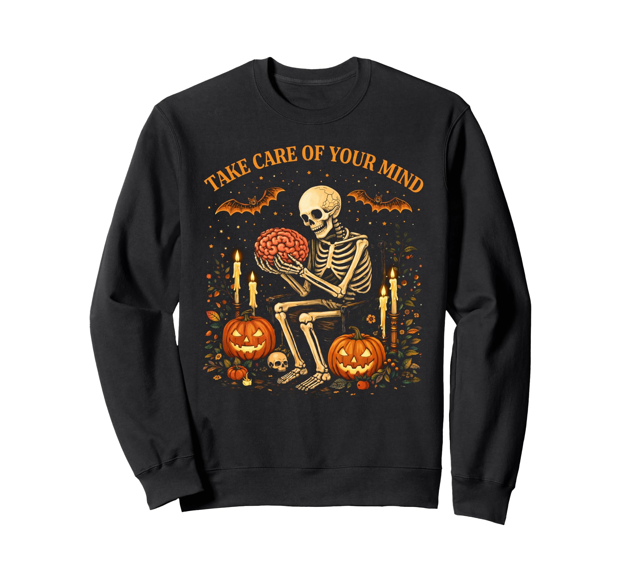 Mental Health Halloween Skeleton Sweatshirt - Custom Art Print for Adults - T-Shirt, Sweatshirt, Hoodie