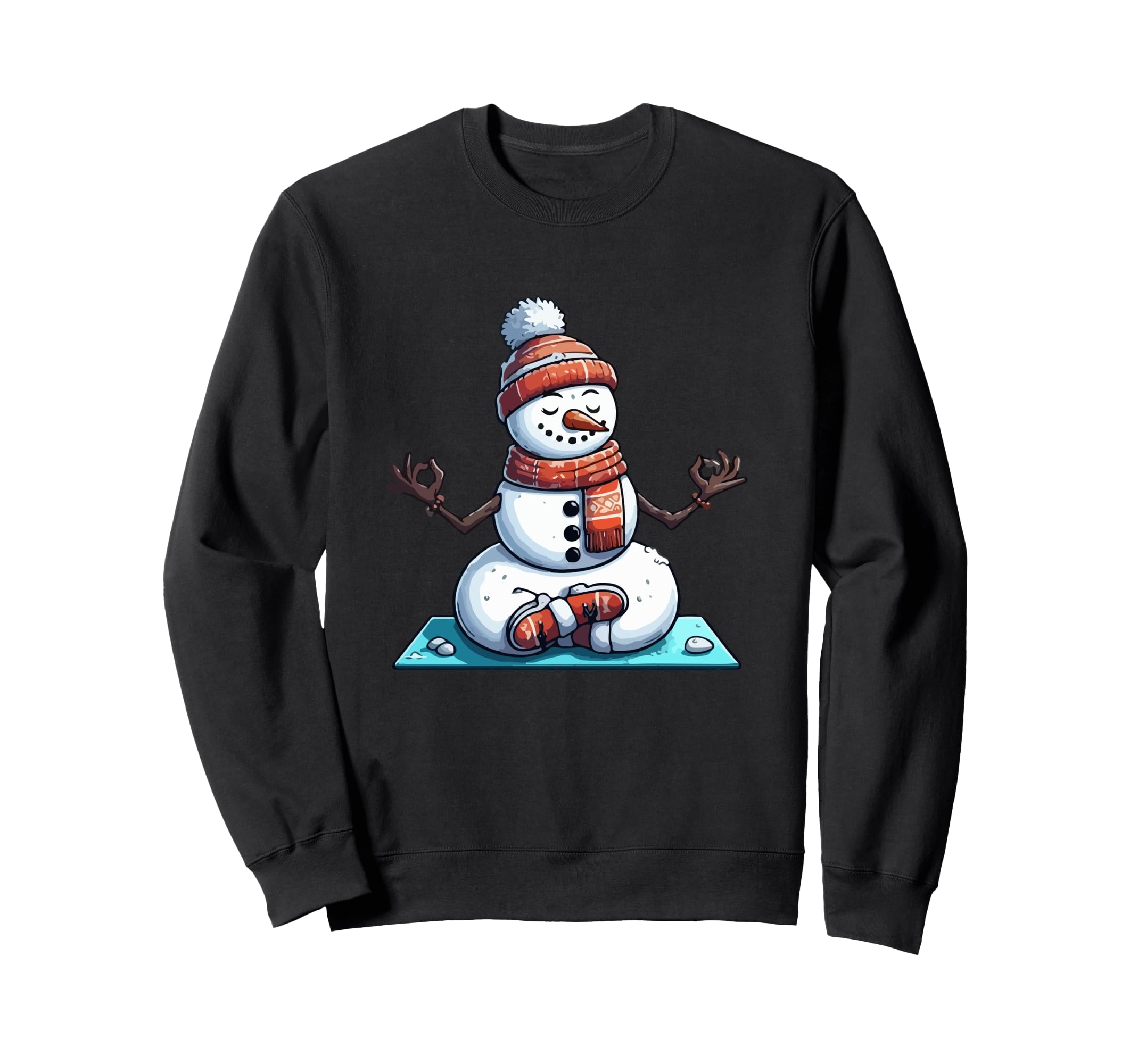 Meditation Snowman Yoga Pose Relaxing Sweatshirt - Graphic Print Men Women - T-Shirt, Sweatshirt, Hoodie