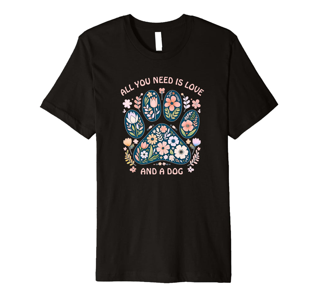 Floral Dog Paw T-Shirt - Casual Everyday Wear Men Women - T-Shirt, Sweatshirt, Hoodie