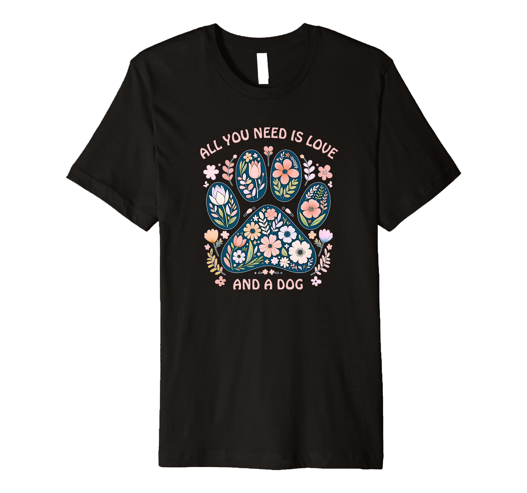 Floral Dog Paw T-Shirt - Casual Everyday Wear Men Women - T-Shirt, Sweatshirt, Hoodie