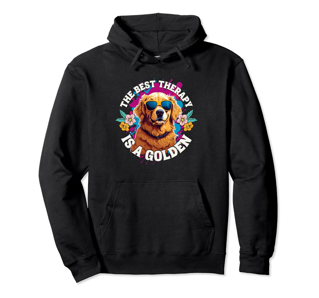 Best Therapy Is Golden Retriever Dog Hoodie - Custom Art Print Men Women - T-Shirt, Sweatshirt, Hoodie