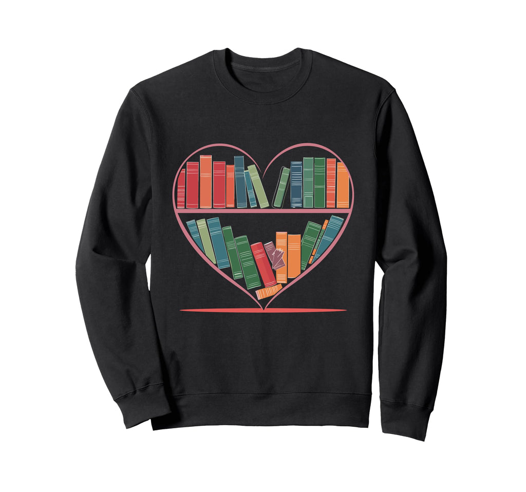 Heart Bookshelf Library Book Sweatshirt - Aesthetic Graphic Men Women - T-Shirt, Sweatshirt, Hoodie