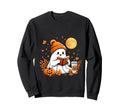 Ghost Reading Book Halloween Autumn Fall Sweatshirt - Graphic Print Unisex - T-Shirt, Sweatshirt, Hoodie