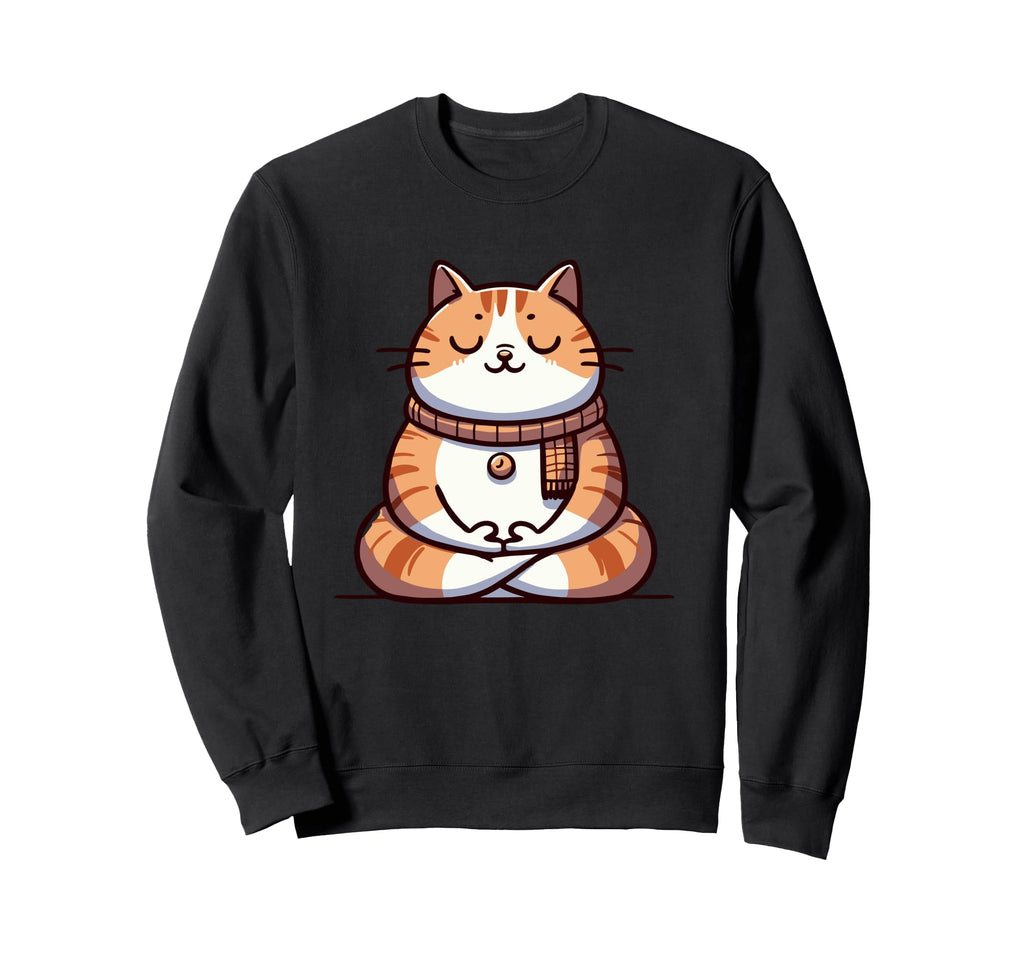 Meditation Cat Yoga Pose Relaxing Sweatshirt - Casual Everyday Wear Unisex - T-Shirt, Sweatshirt, Hoodie