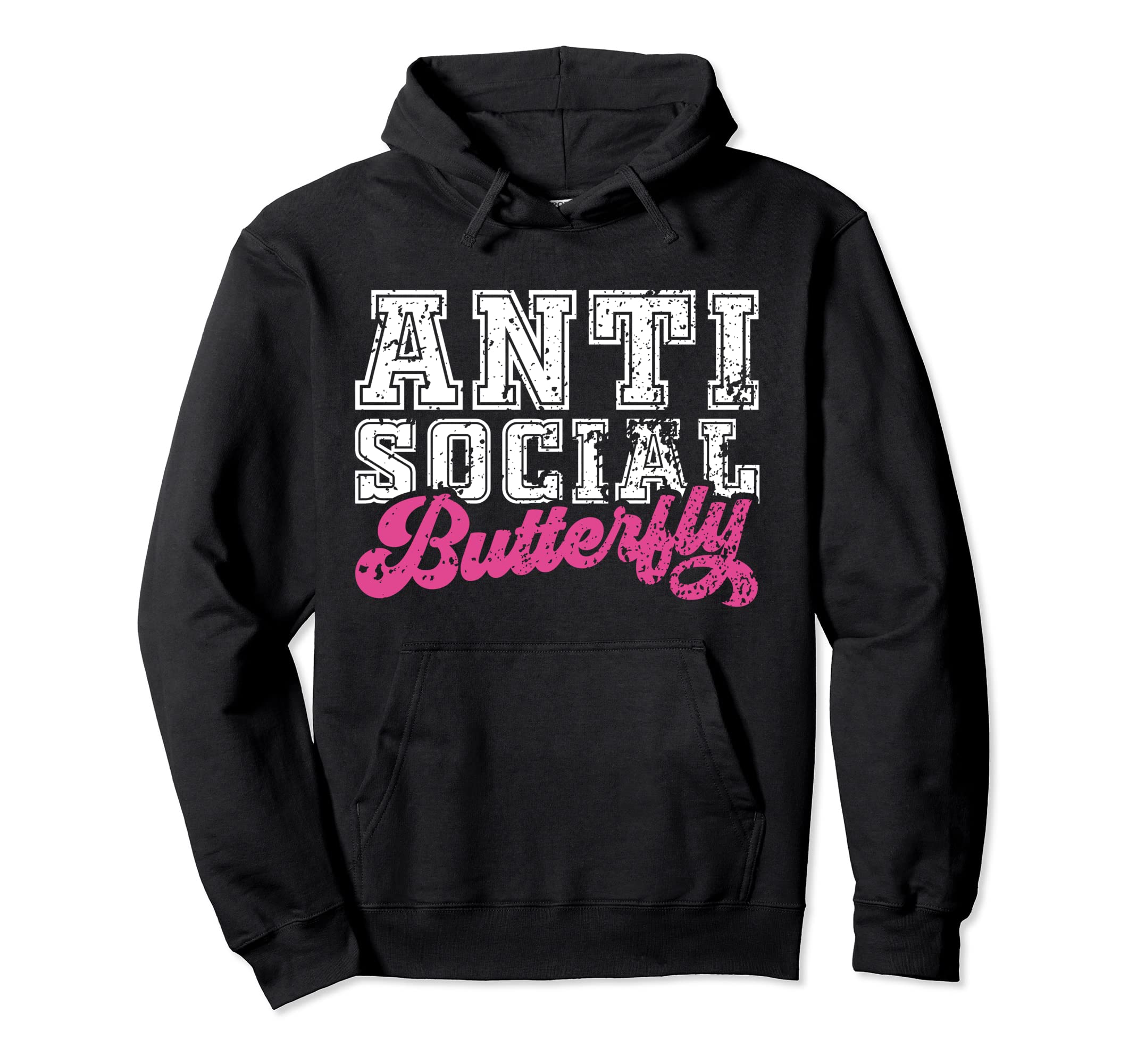 Anti Social Butterfly Introverted And Hoodie - Unique Graphic Unisex - T-Shirt, Sweatshirt, Hoodie