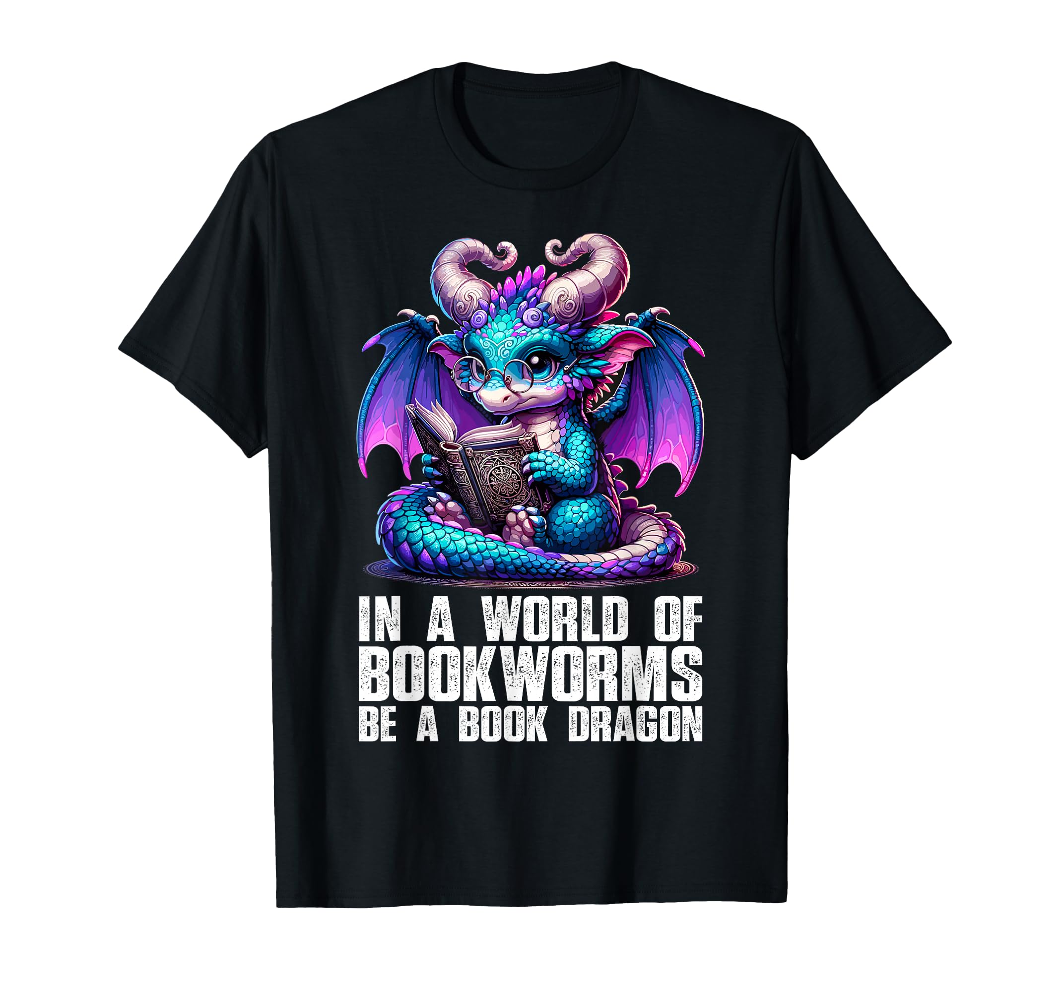 World Bookworms Be Book Dragon Reading T-Shirt - Fun Novelty Design Unisex - T-Shirt, Sweatshirt, Hoodie