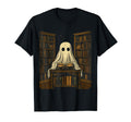 Ghost Librarian Reading Haunted T-Shirt - Minimalist Print Men Women - T-Shirt, Sweatshirt, Hoodie