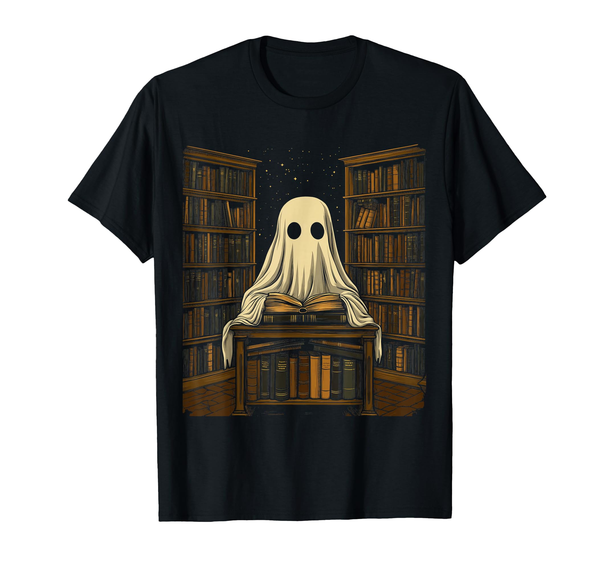 Ghost Librarian Reading Haunted T-Shirt - Minimalist Print Men Women - T-Shirt, Sweatshirt, Hoodie