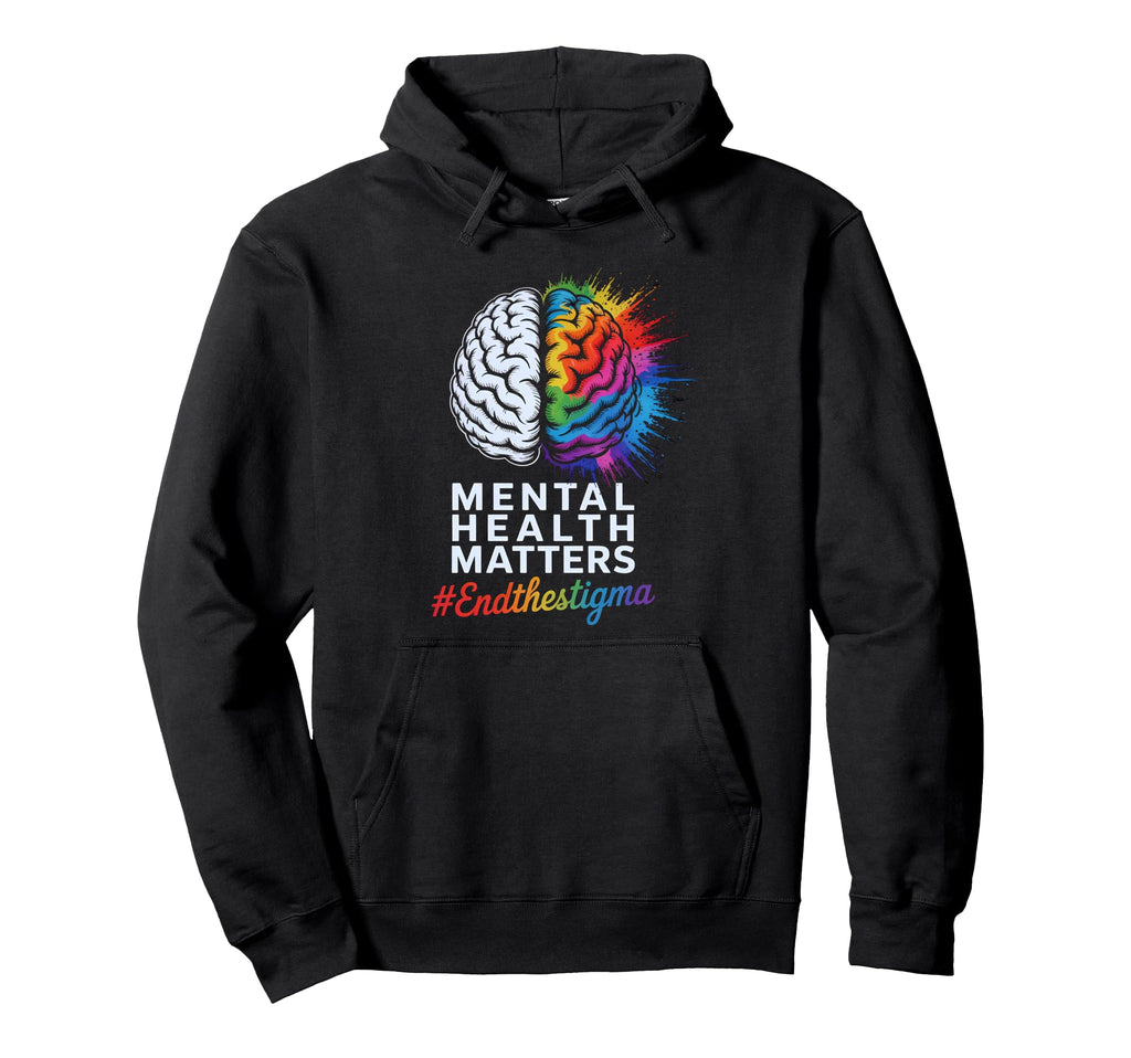 End Stigma Mental Health Matters Tie Hoodie - Fun Novelty Design Men Women - T-Shirt, Sweatshirt, Hoodie