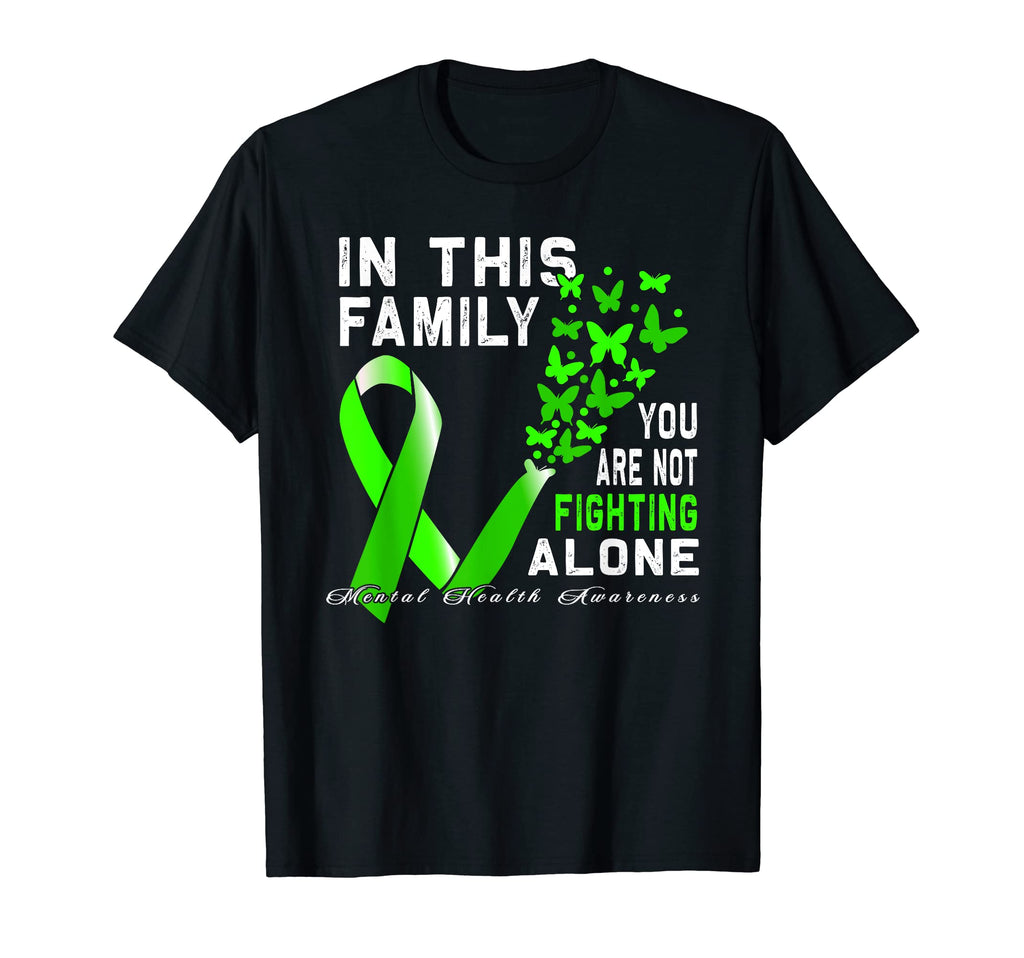 Green Ribbon Butterfly Mental Health T-Shirt - Novelty Apparel Unisex - T-Shirt, Sweatshirt, Hoodie