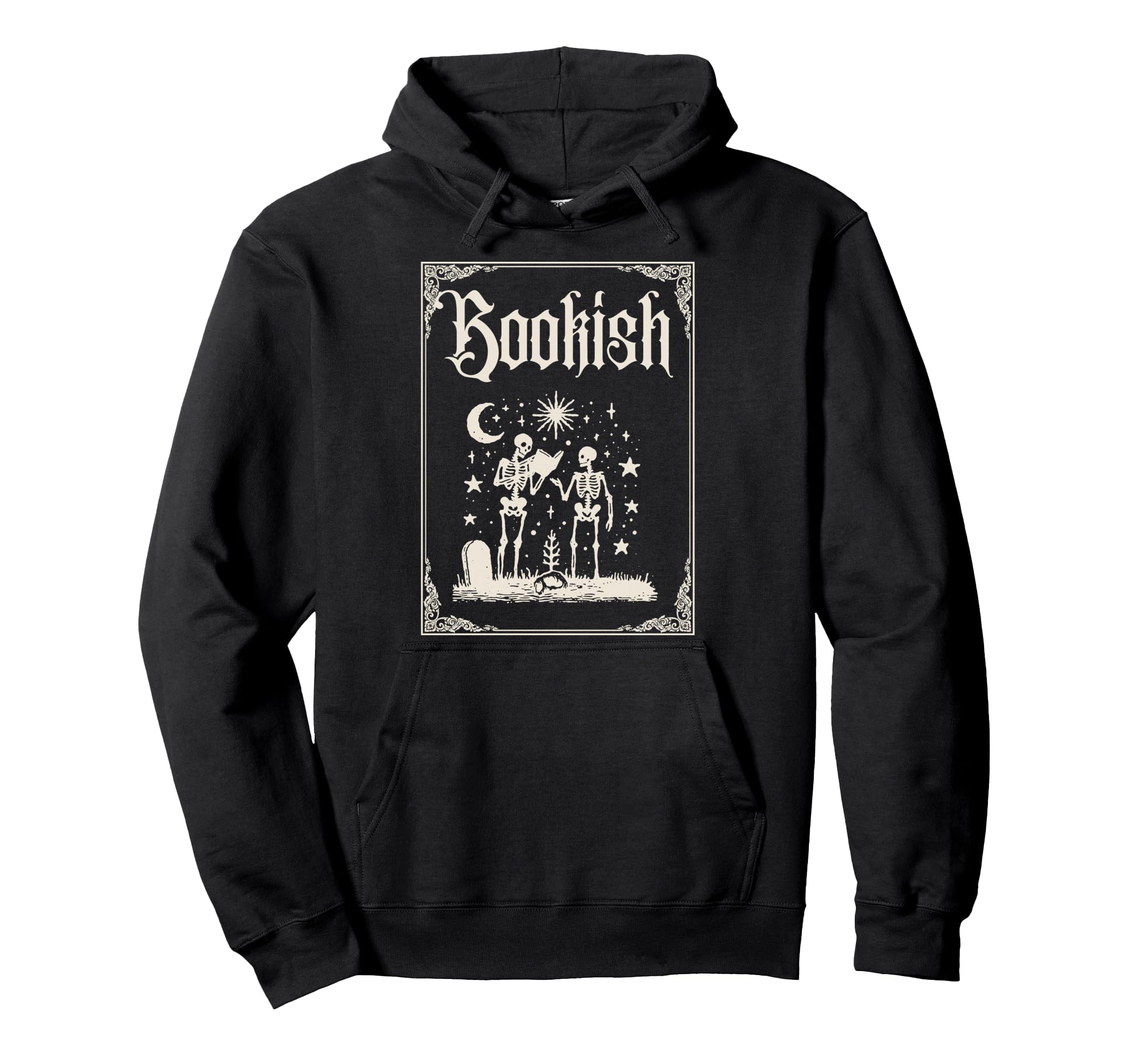 Bookish Skeleton Reading Goth Hoodie - Casual Everyday Wear Men Women - T-Shirt, Sweatshirt, Hoodie
