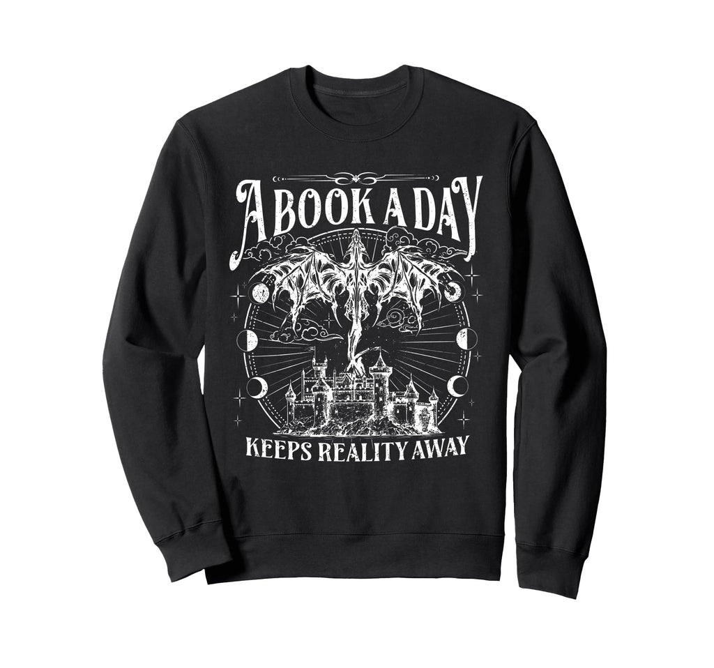 Book Day Dragon Bookish Book Club Sweatshirt - Aesthetic Graphic Men Women - T-Shirt, Sweatshirt, Hoodie