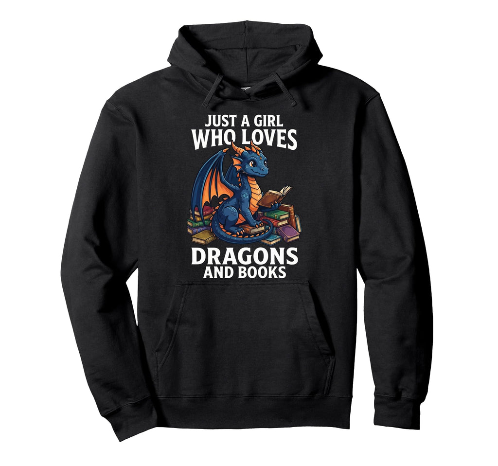 Just Who Loves Dragons And Books Hoodie - Aesthetic Graphic Men Women - T-Shirt, Sweatshirt, Hoodie