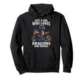 Just Who Loves Dragons And Books Hoodie - Aesthetic Graphic Men Women - T-Shirt, Sweatshirt, Hoodie