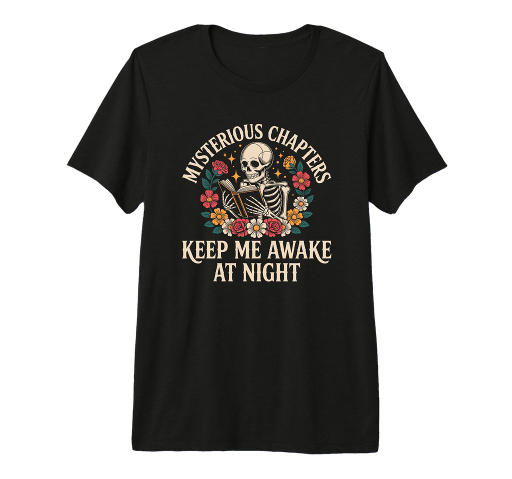 Thriller Book Skeleton Reader Floral T-Shirt - Aesthetic Graphic Men Women - T-Shirt, Sweatshirt, Hoodie