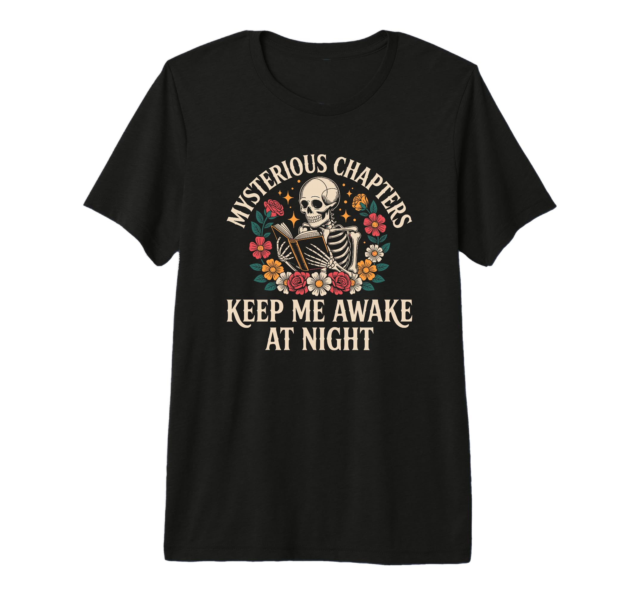 Thriller Book Skeleton Reader Floral T-Shirt - Aesthetic Graphic Men Women - T-Shirt, Sweatshirt, Hoodie