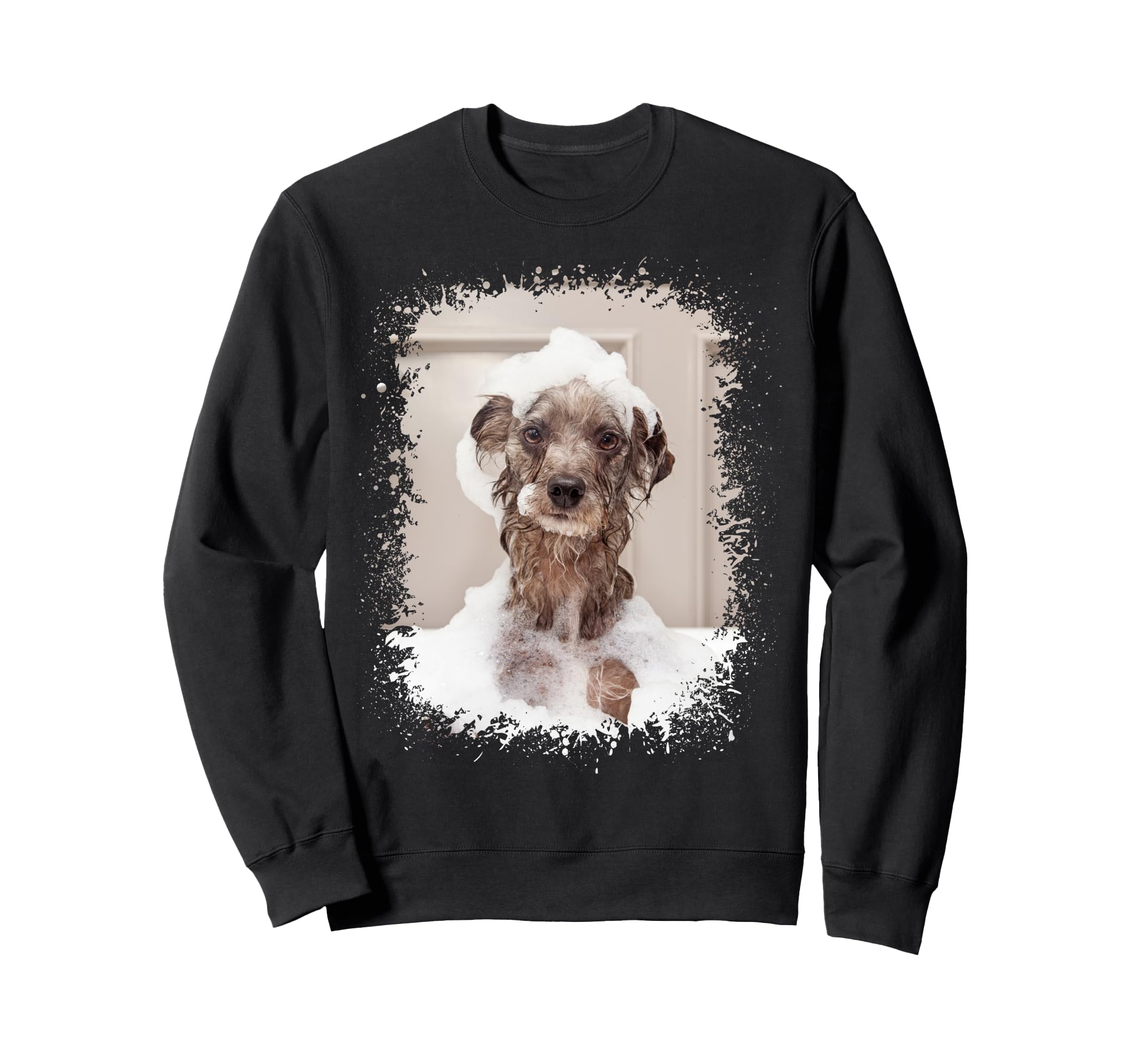 Dog Bath Photo Splatter Art Sweatshirt - Graphic Print Unisex - T-Shirt, Sweatshirt, Hoodie