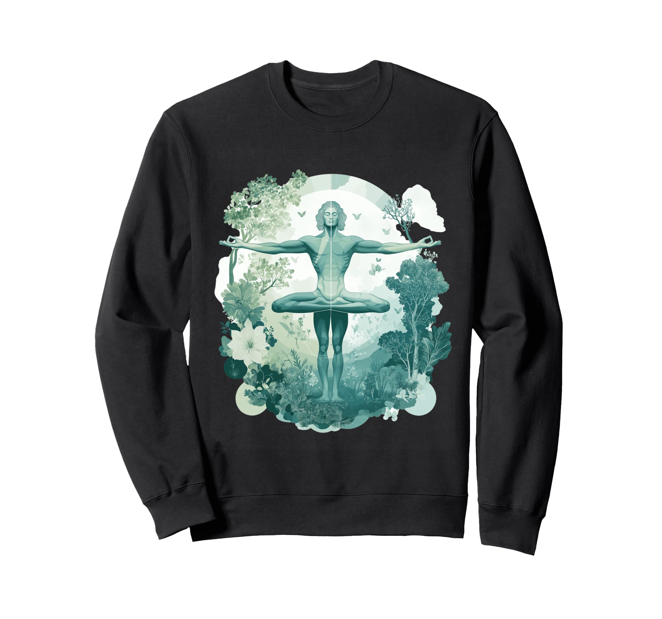 Serene Yoga Meditation Surrounded Sweatshirt - Custom Art Print for Adults - T-Shirt, Sweatshirt, Hoodie