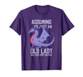 Dragon Old Lady Funny Purple Fantasy T-Shirt - Graphic Print for Adults - T-Shirt, Sweatshirt, Hoodie
