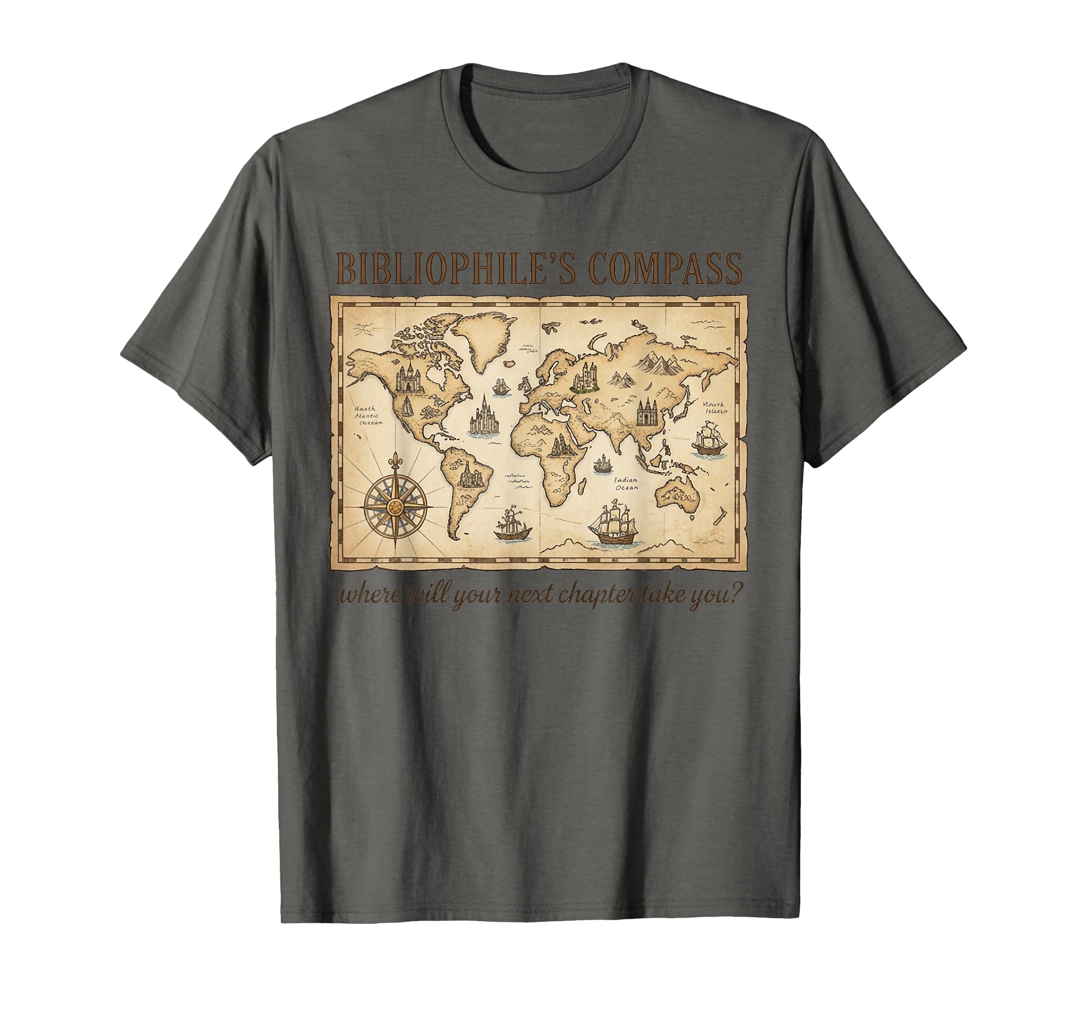 Bibliophiles Compass Book Lovers T-Shirt - Graphic Print for Adults - T-Shirt, Sweatshirt, Hoodie