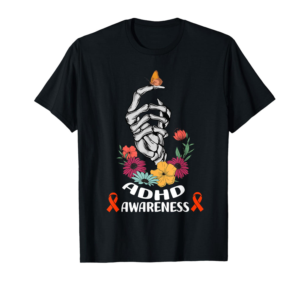 Adhd Awareness Halloween Skeleton Hand T-Shirt - Novelty Apparel for Adults - T-Shirt, Sweatshirt, Hoodie