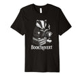Bookish Coffee Loving Badger Library T-Shirt - Minimalist Print Unisex - T-Shirt, Sweatshirt, Hoodie