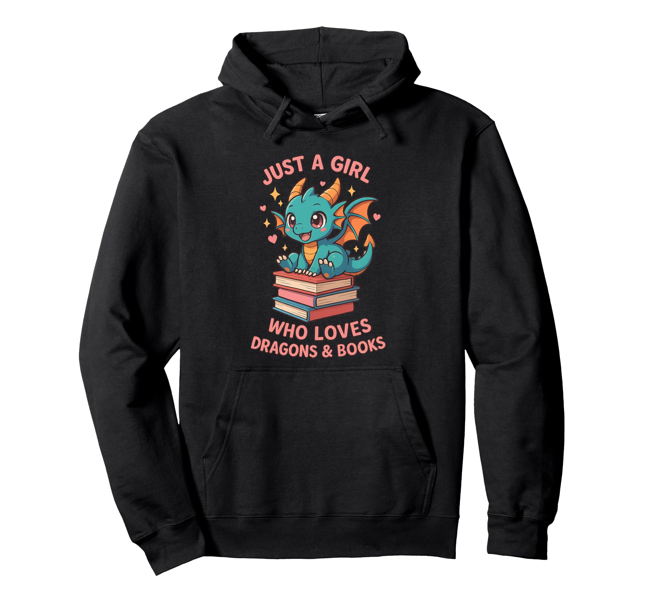 Just Who Loves Dragons Books Kawaii Hoodie - Minimalist Print Men Women - T-Shirt, Sweatshirt, Hoodie