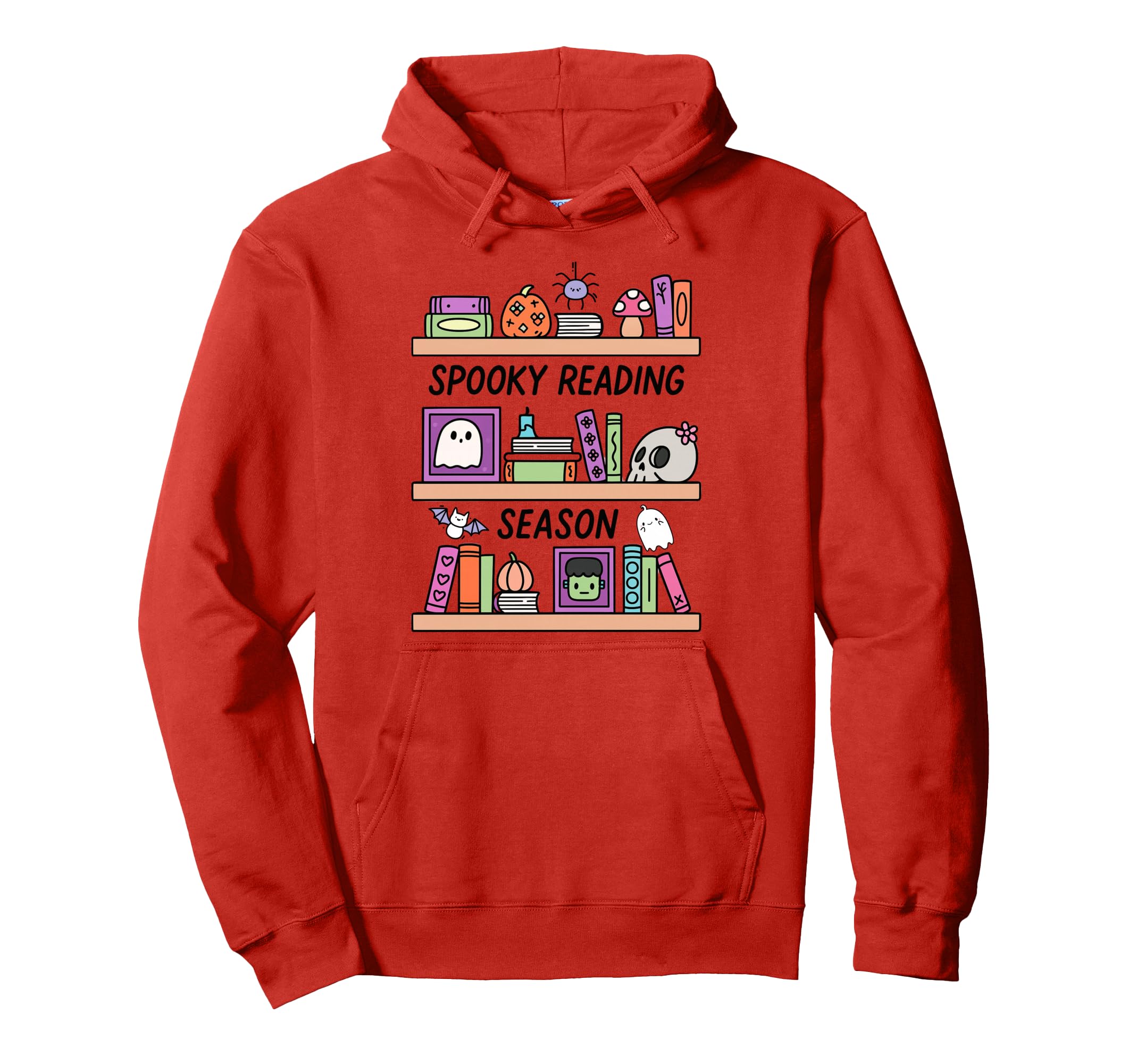 Book Lover Spooky Season Bookshelf Hoodie - Streetwear Style Men Women - T-Shirt, Sweatshirt, Hoodie