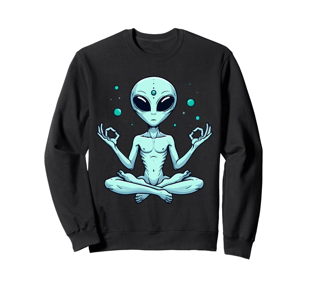 Meditation Alien Yoga Pose Sweatshirt - Minimalist Print for Adults - T-Shirt, Sweatshirt, Hoodie