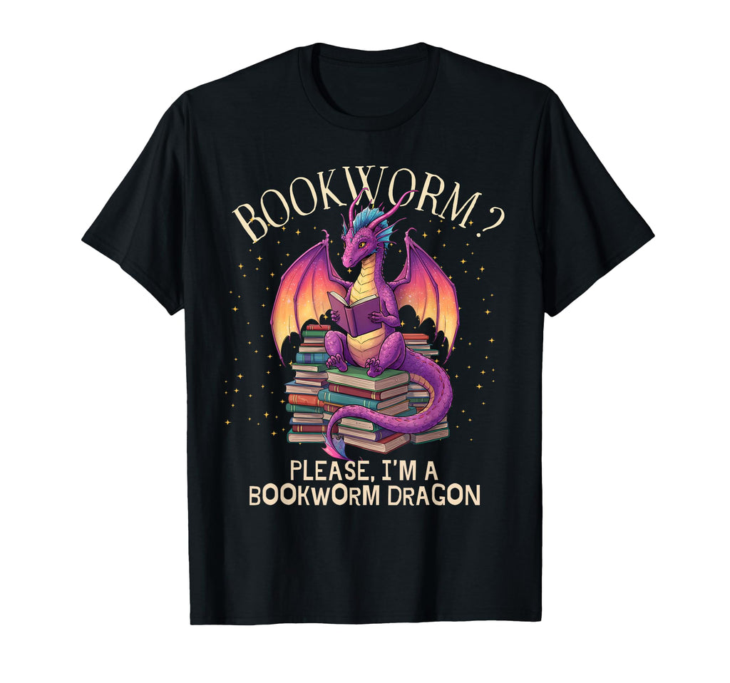 Distressed Bookworm Dragons Reading T-Shirt - Fun Novelty Design Unisex - T-Shirt, Sweatshirt, Hoodie