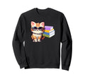 Nerd Cat Glasses And Books Kitten Cat Sweatshirt - Minimalist Print Unisex - T-Shirt, Sweatshirt, Hoodie