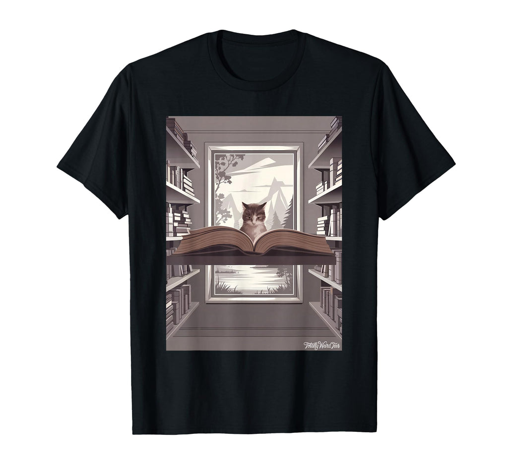 Totally Weird Tees Cat Library Book T-Shirt - Trendy Graphic Men Women - T-Shirt, Sweatshirt, Hoodie