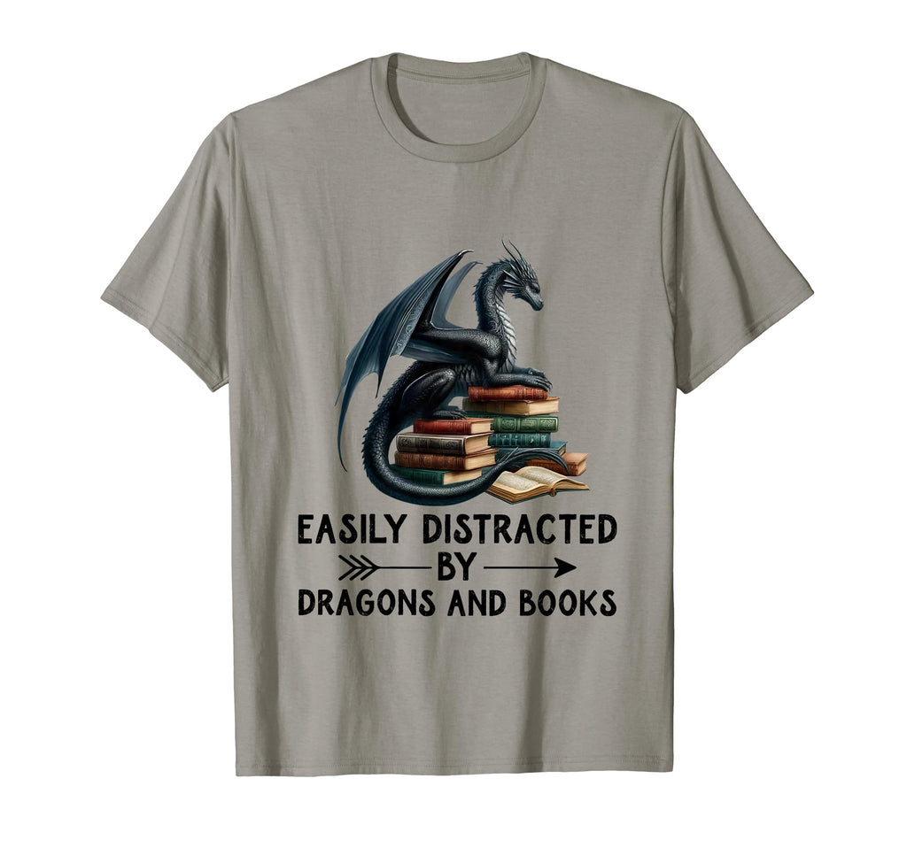 Easily Distracted Dragons And Books T-Shirt - Streetwear Style Unisex - T-Shirt, Sweatshirt, Hoodie