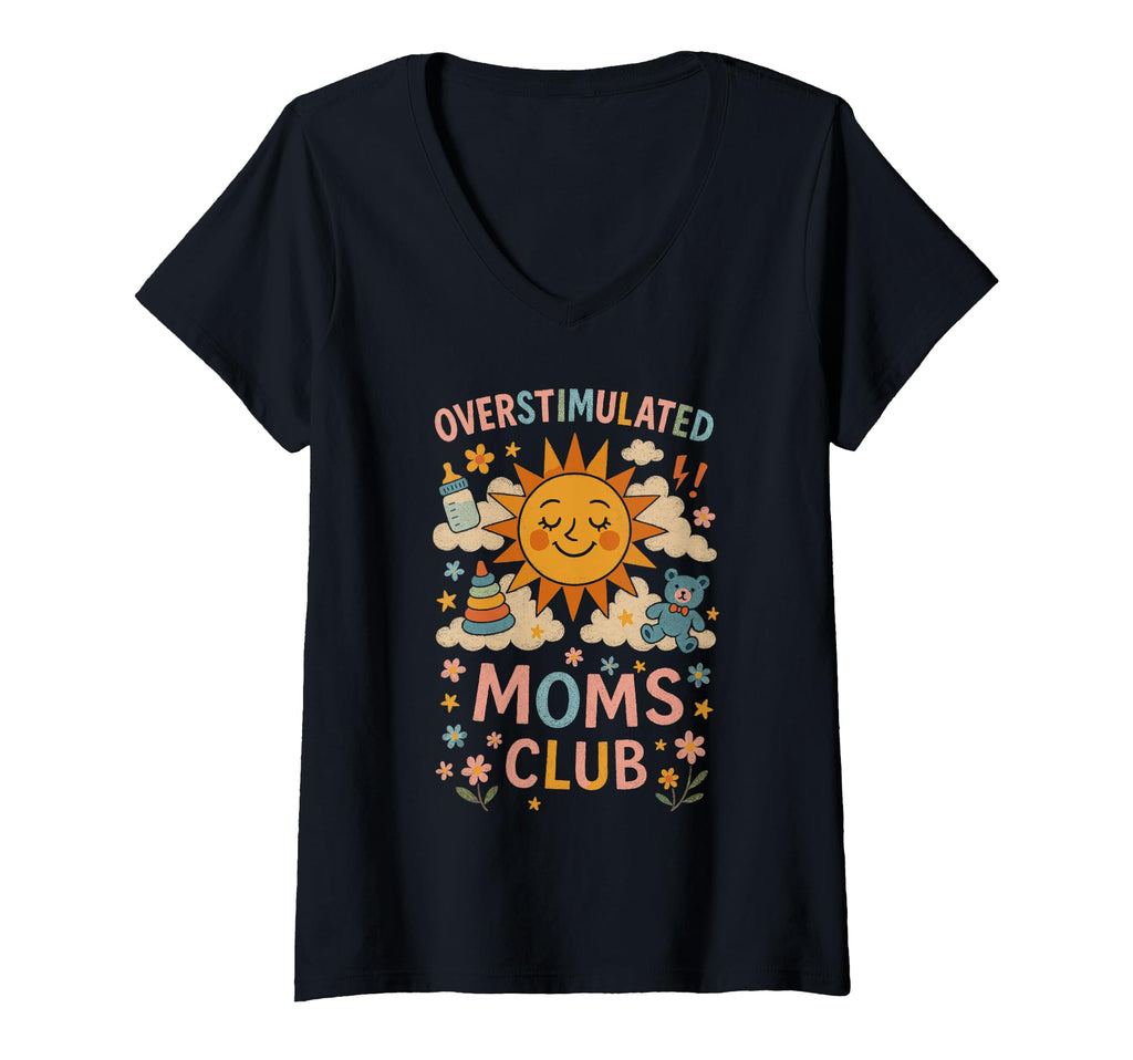 Moms Club Groovy Overstimulated T-Shirt - Fun Novelty Design for Adults - T-Shirt, Sweatshirt, Hoodie