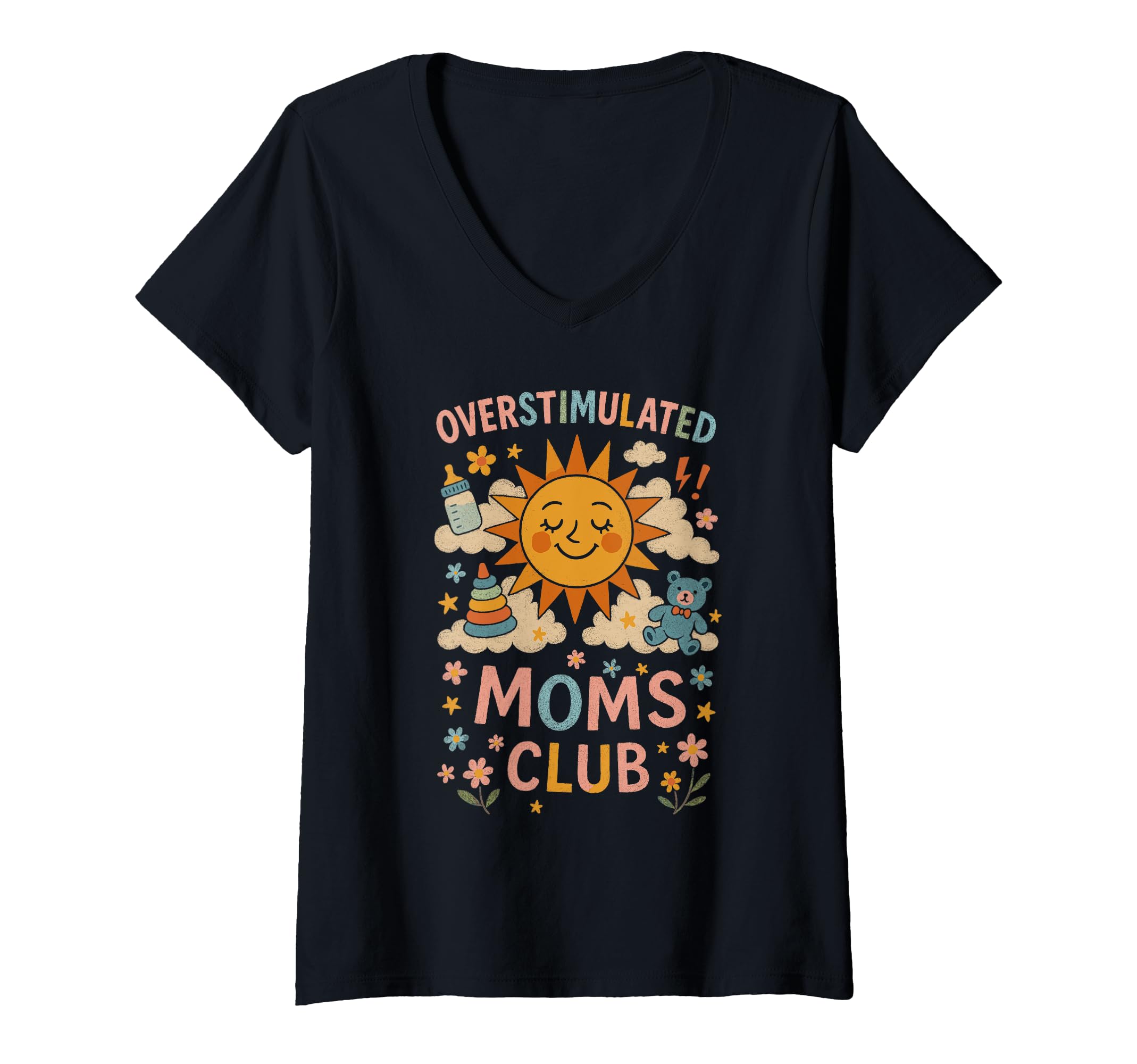Moms Club Groovy Overstimulated T-Shirt - Fun Novelty Design for Adults - T-Shirt, Sweatshirt, Hoodie
