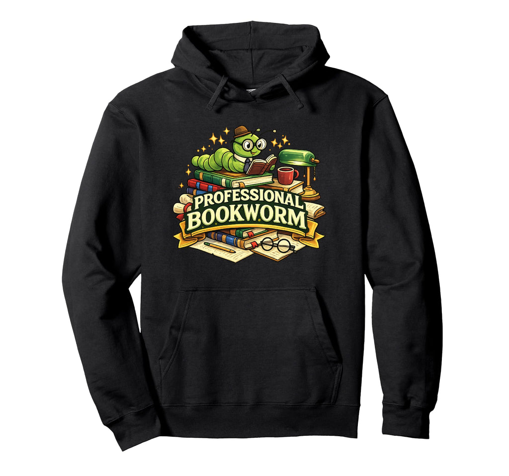 Professional Bookworm Funny Reading Lover Hoodie - Minimalist Print Unisex - T-Shirt, Sweatshirt, Hoodie