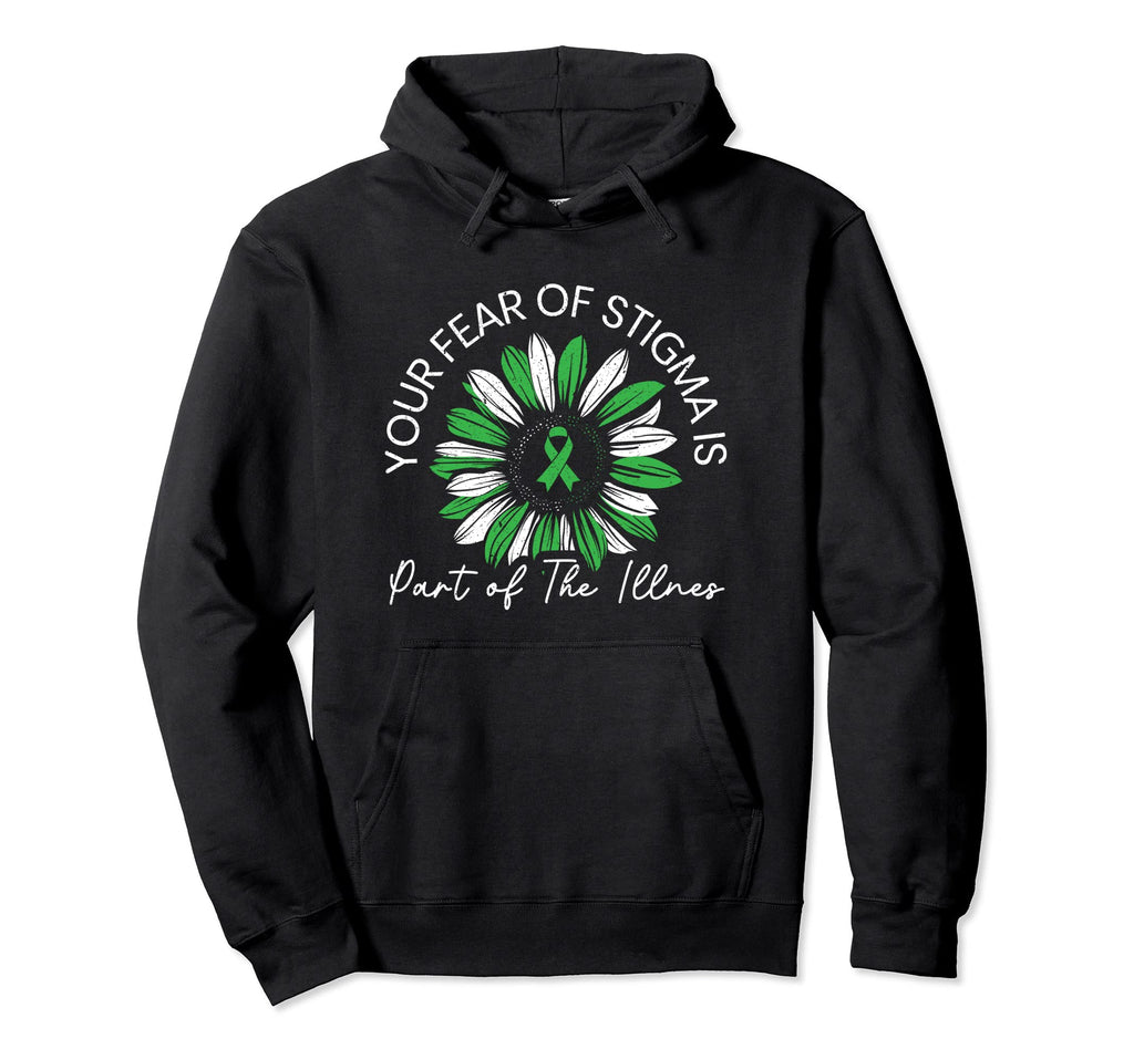 End Stigma Mental Health Green Ribbon Hoodie - Graphic Print Men Women - T-Shirt, Sweatshirt, Hoodie