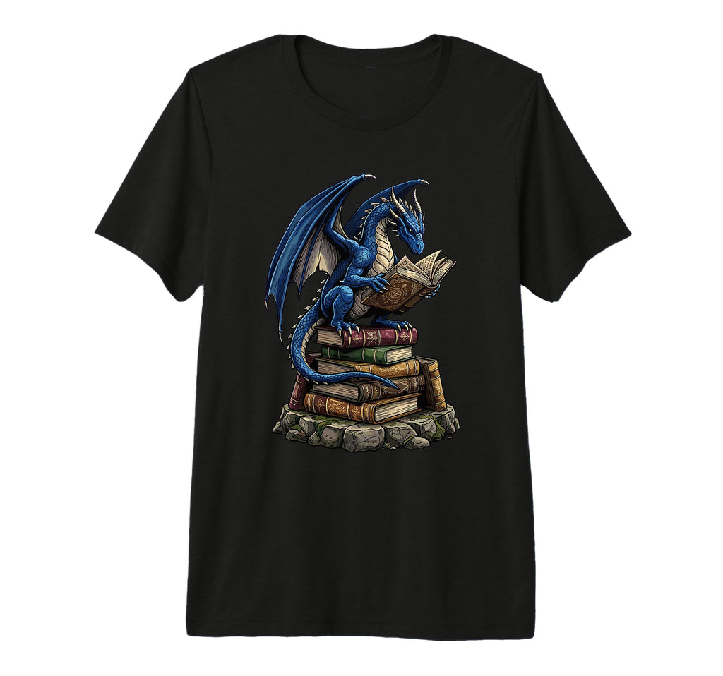 Dragon Reading Books Bookworm Book Lover T-Shirt - Graphic Print Men Women - T-Shirt, Sweatshirt, Hoodie