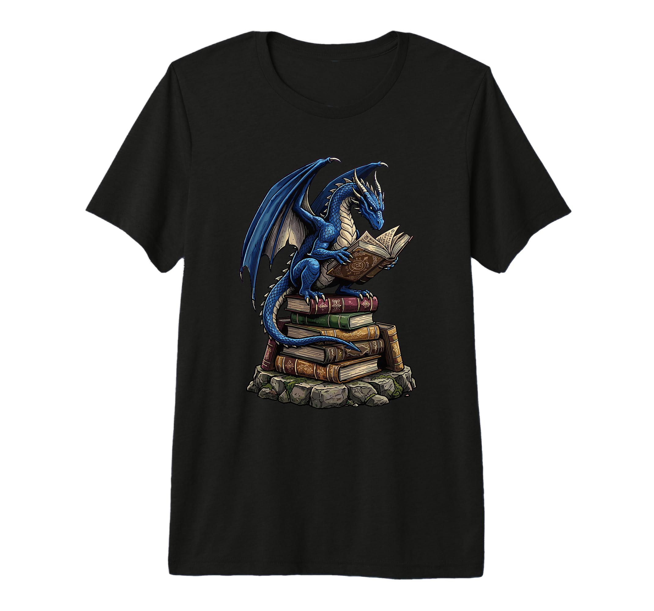 Dragon Reading Books Bookworm Book Lover T-Shirt - Graphic Print Men Women - T-Shirt, Sweatshirt, Hoodie