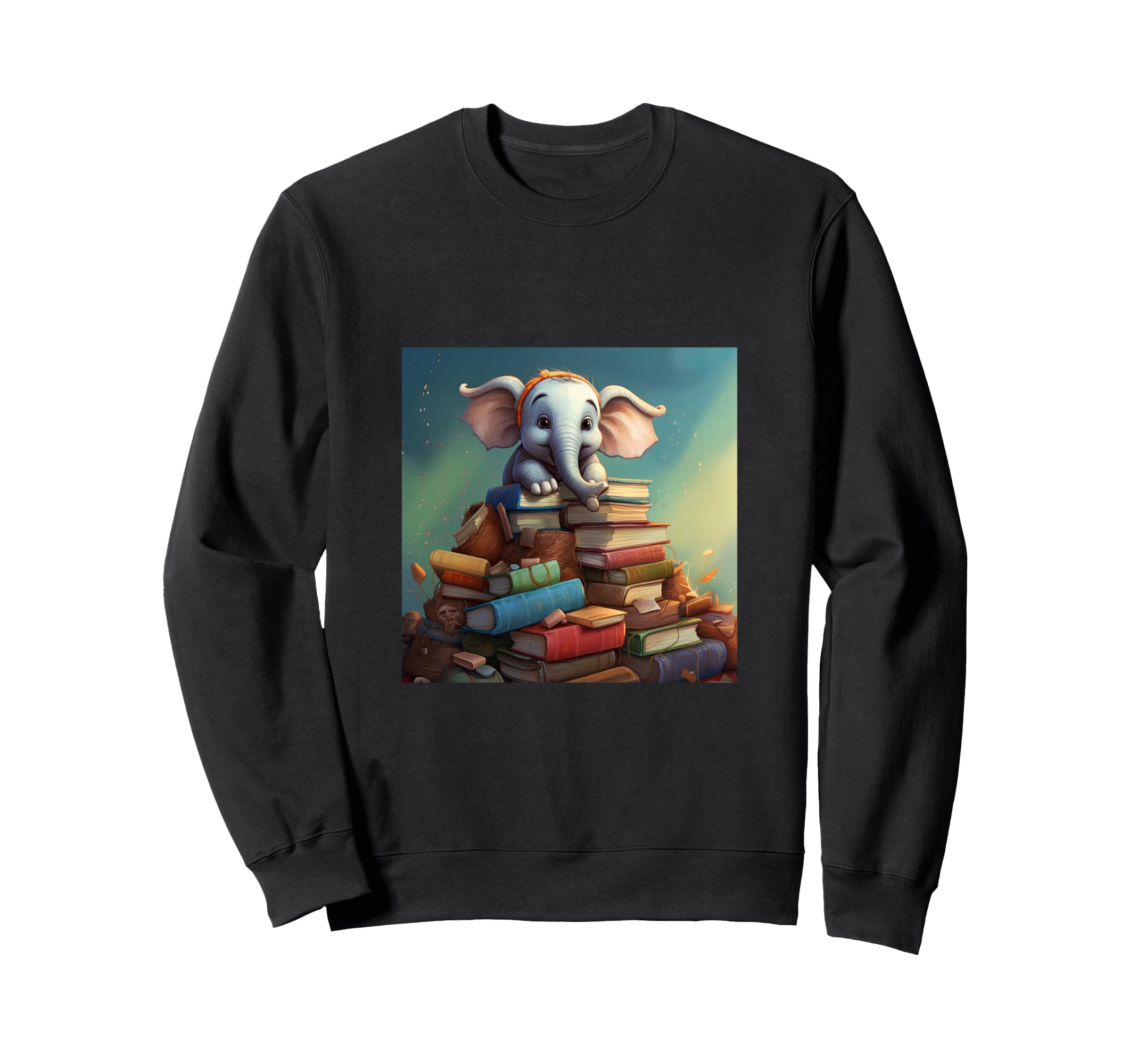 Book Nerd Elephant Reading Book Lover Sweatshirt - Graphic Print Unisex - T-Shirt, Sweatshirt, Hoodie