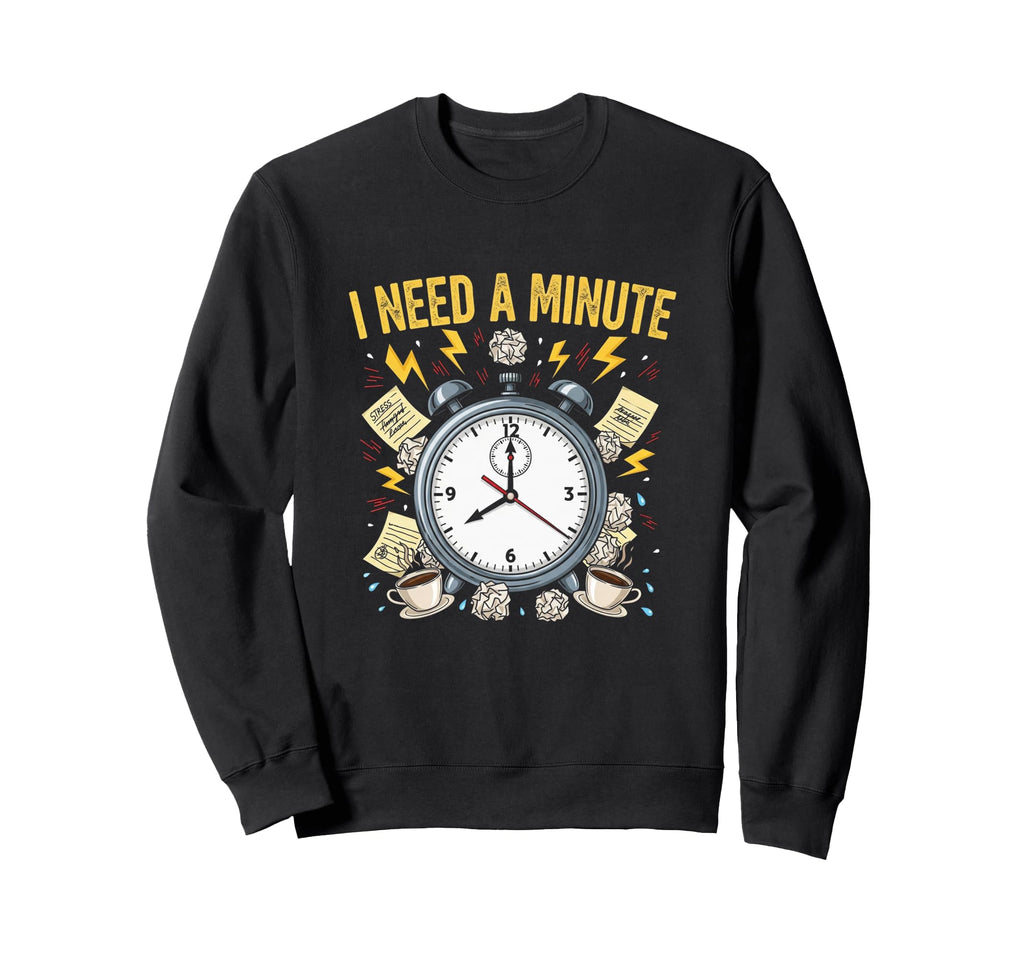 I Need Minute Anxiety Stress Sweatshirt - Minimalist Print Men Women - T-Shirt, Sweatshirt, Hoodie