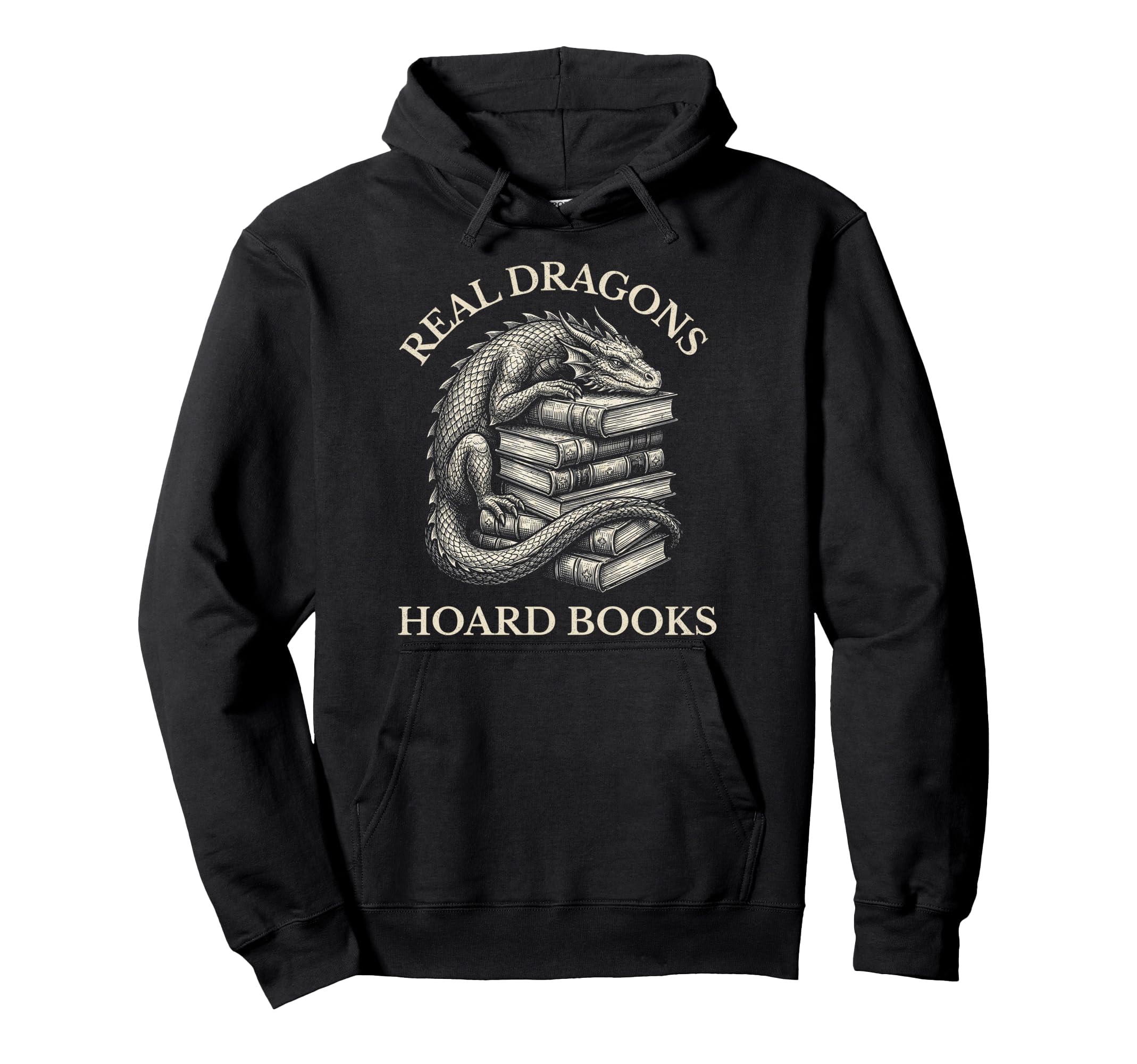 Dragons Books Dark Academia Funny Hoodie - Graphic Print for Adults - T-Shirt, Sweatshirt, Hoodie