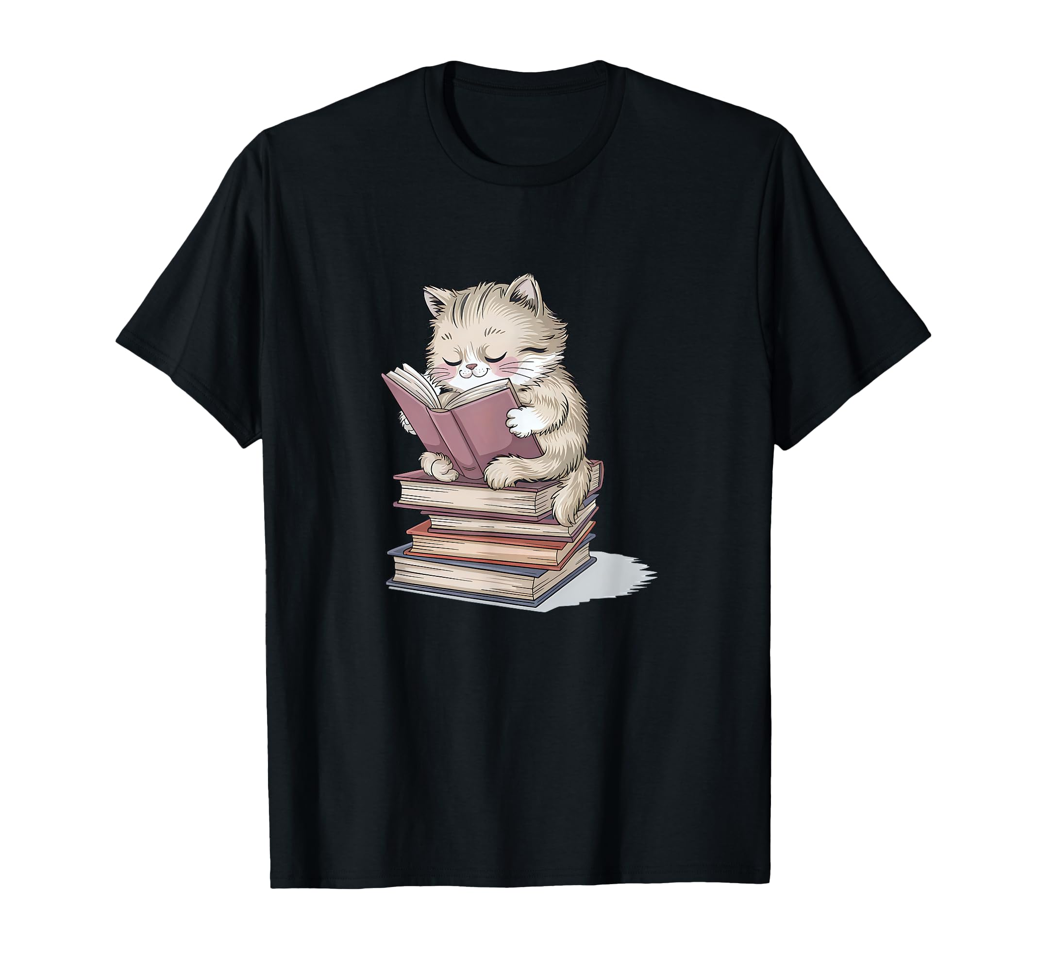 Cat Books Pets Cats Reading Book Nerd T-Shirt - Custom Art Print Men Women - T-Shirt, Sweatshirt, Hoodie